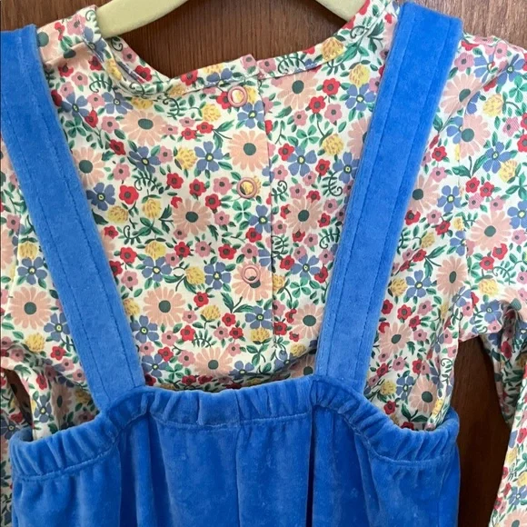 Mini Boden Blue Kids Overalls with Floral Top - Picture 7 of 9